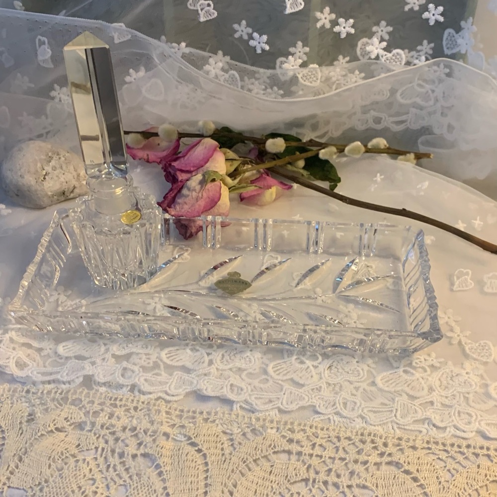 Vintage Nachtmann crystal perfume bottle and tray